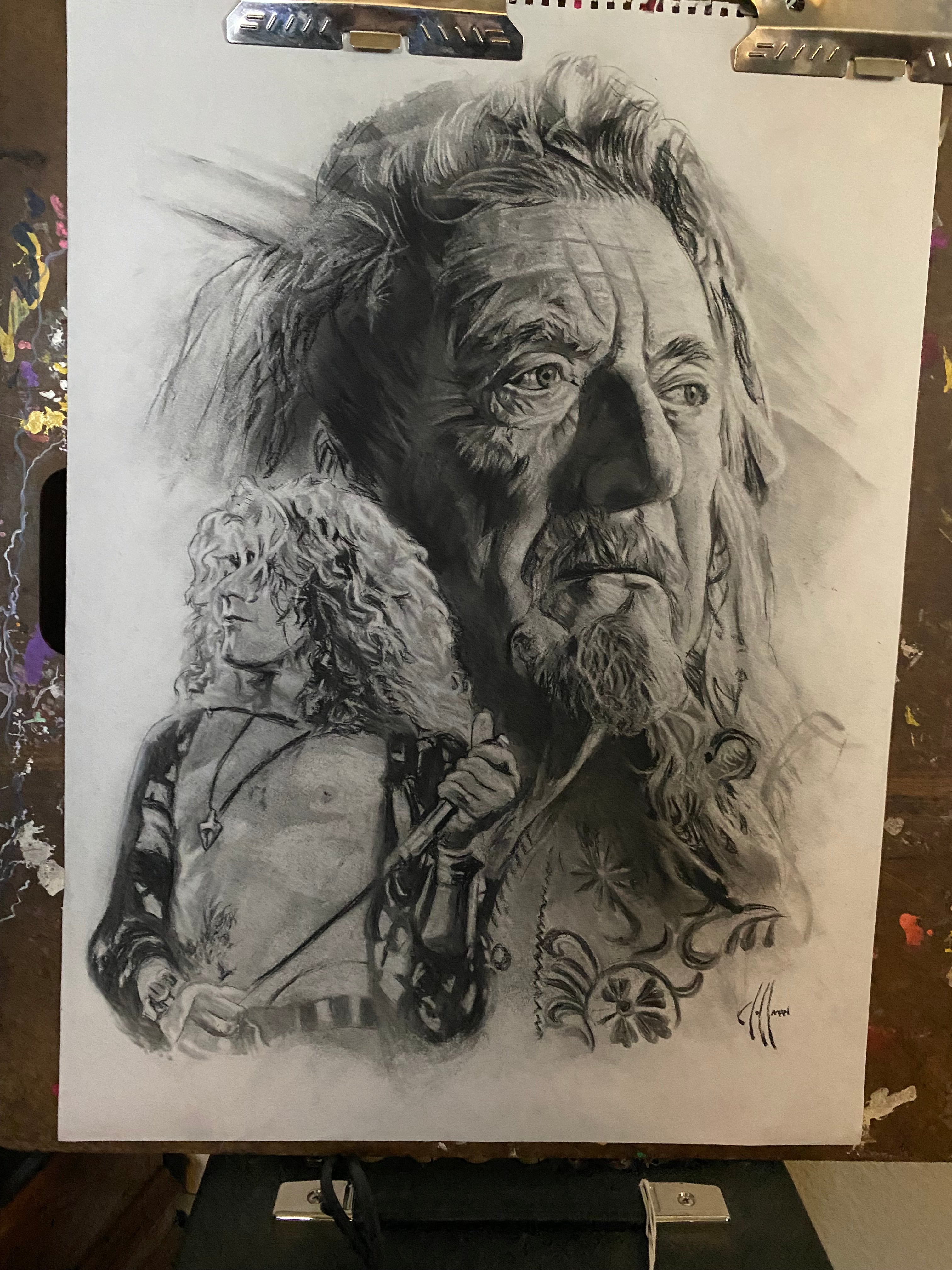 Robert Plant Charcoal Wall Art