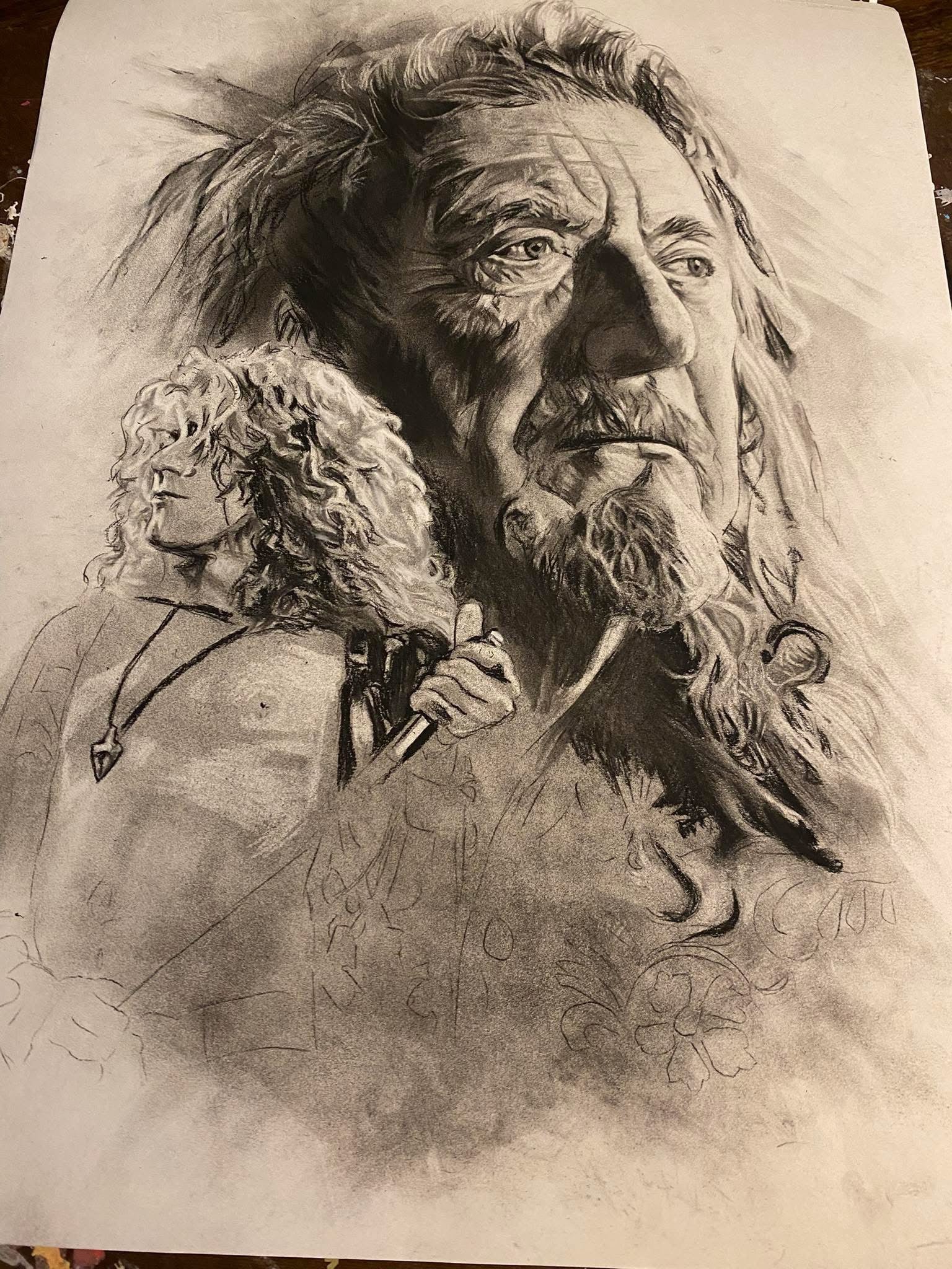 Robert Plant Charcoal Wall Art