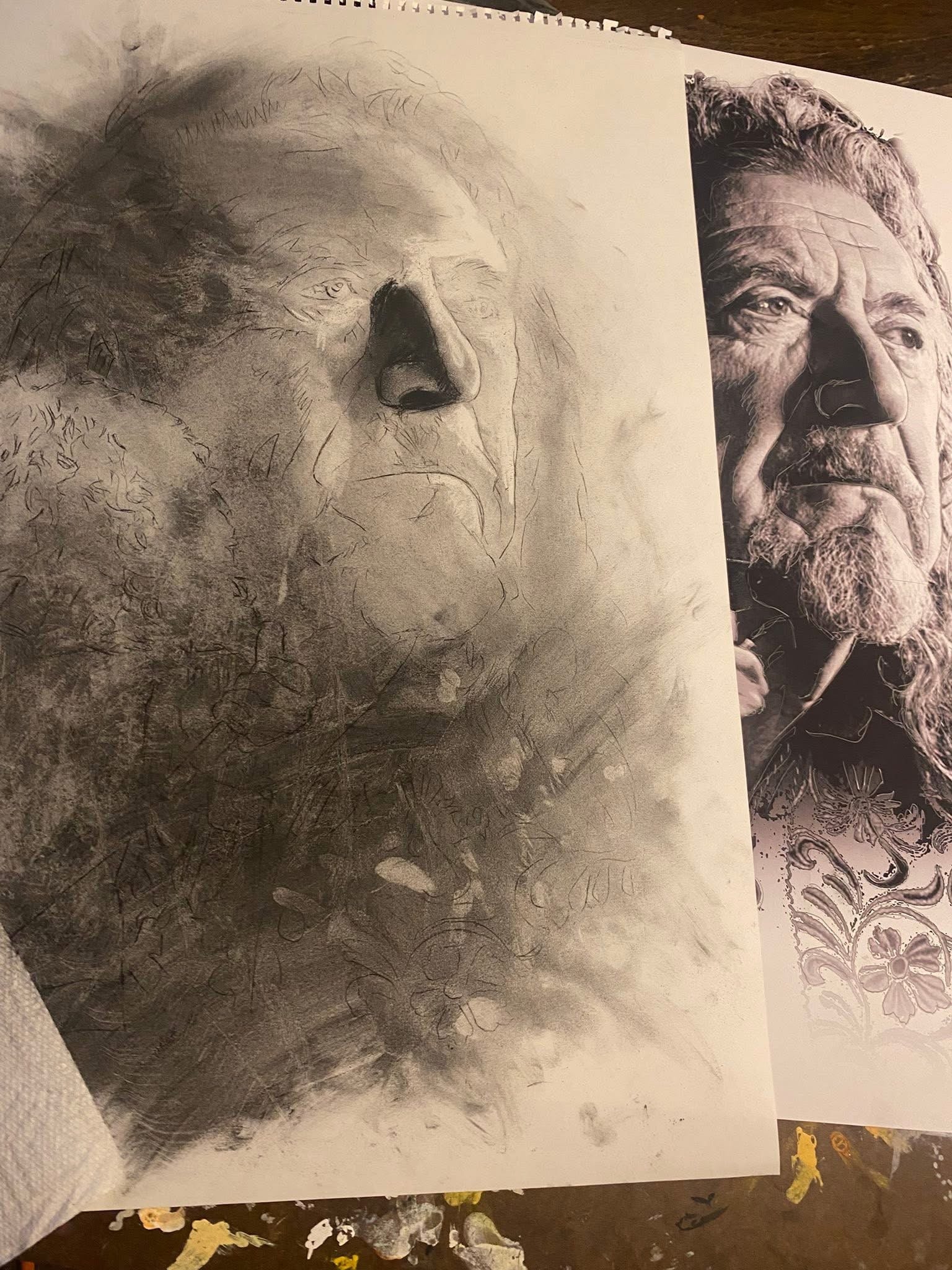 Robert Plant Charcoal Wall Art
