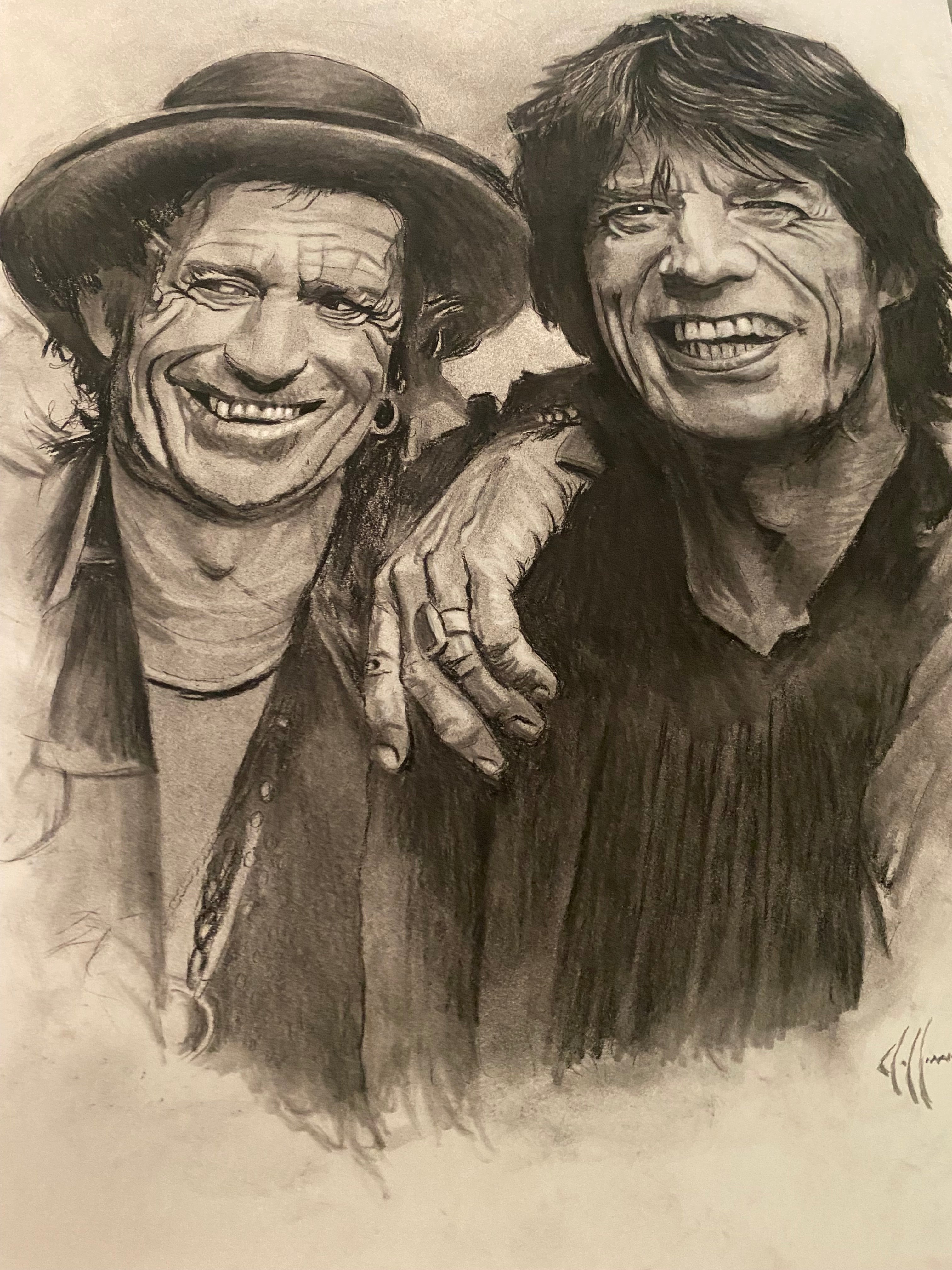 Mick and Keith Charcoal Wall Art