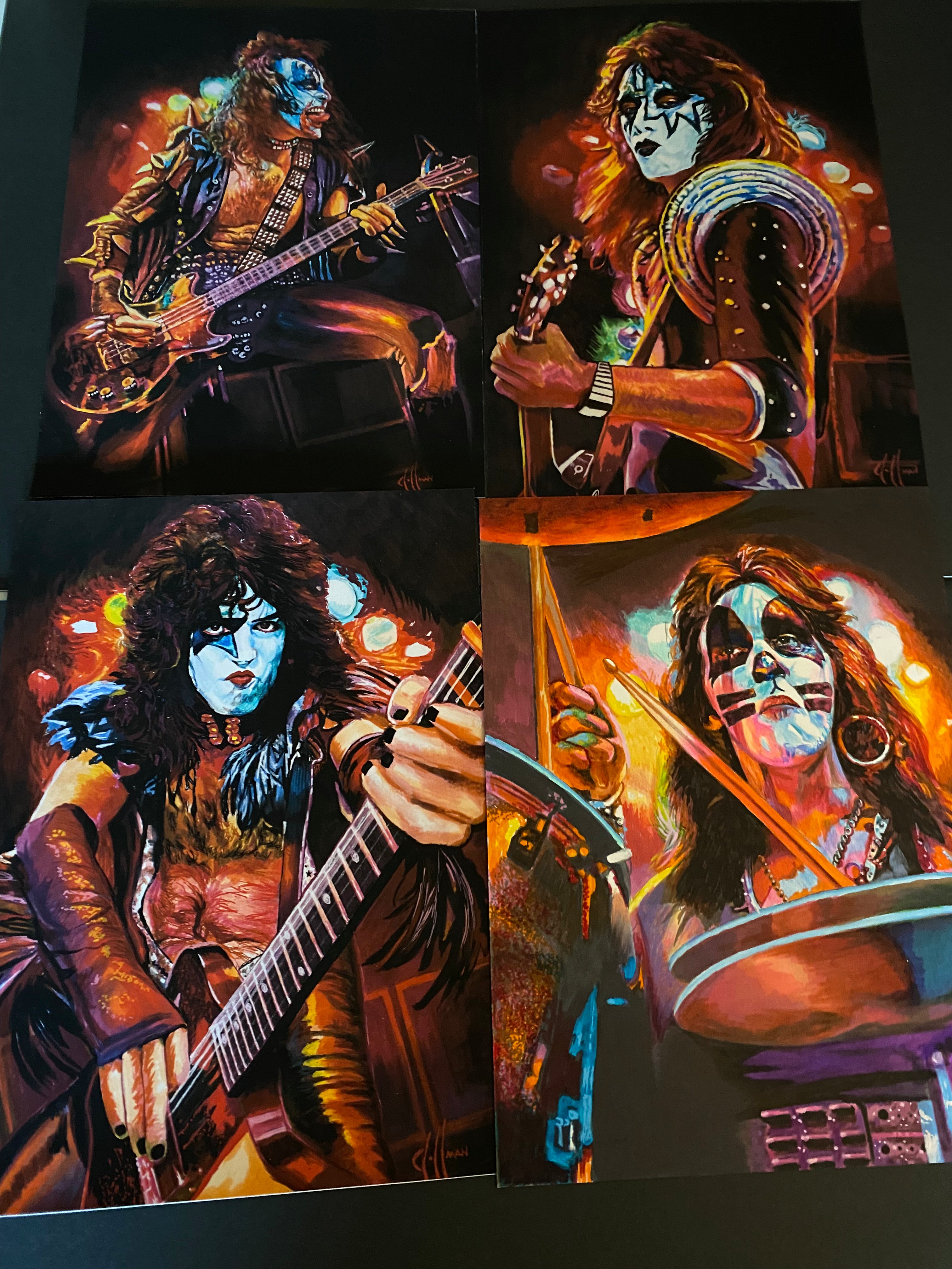 KISS Alive Set of 4 Chris Hoffman Art drawing prints
