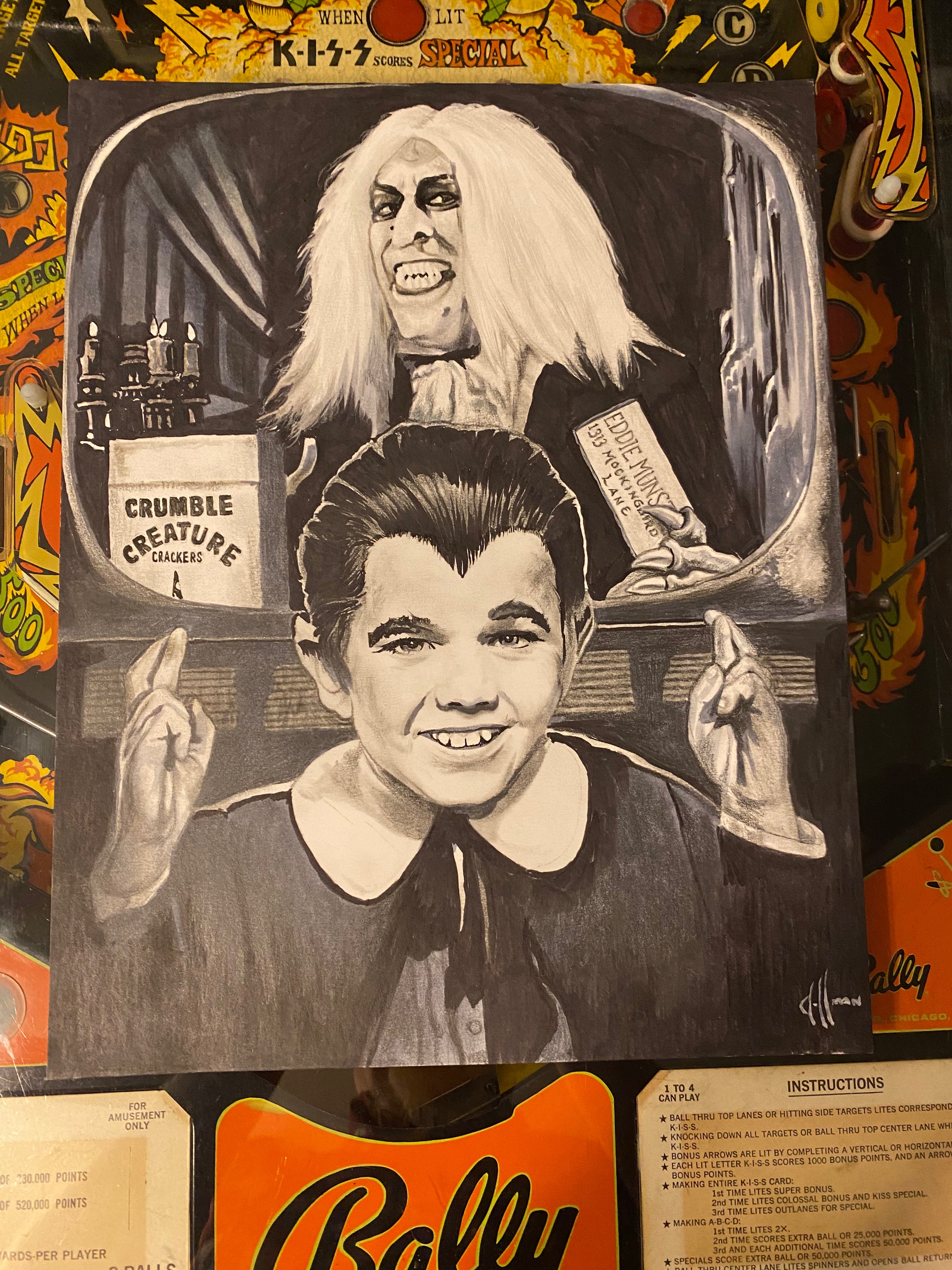Eddie Munster and Zombo ORIGINAL drawing