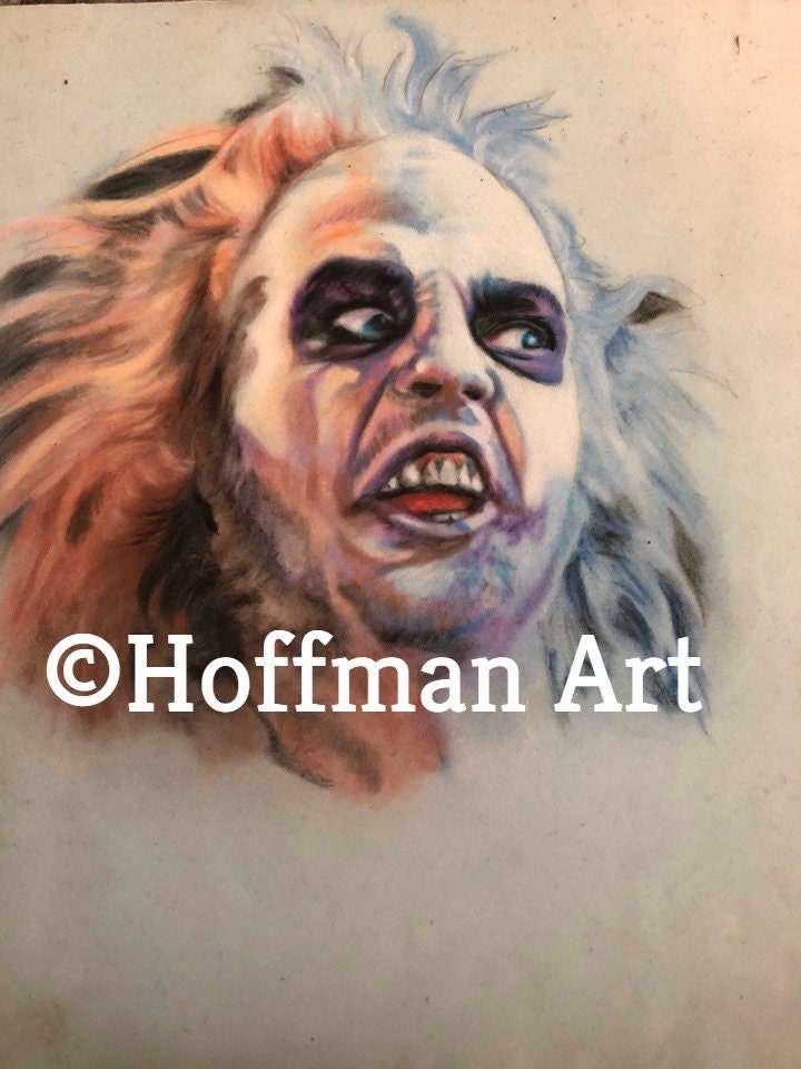 Beetlejuice Face of Michael Keaton Movie Drawing Prints