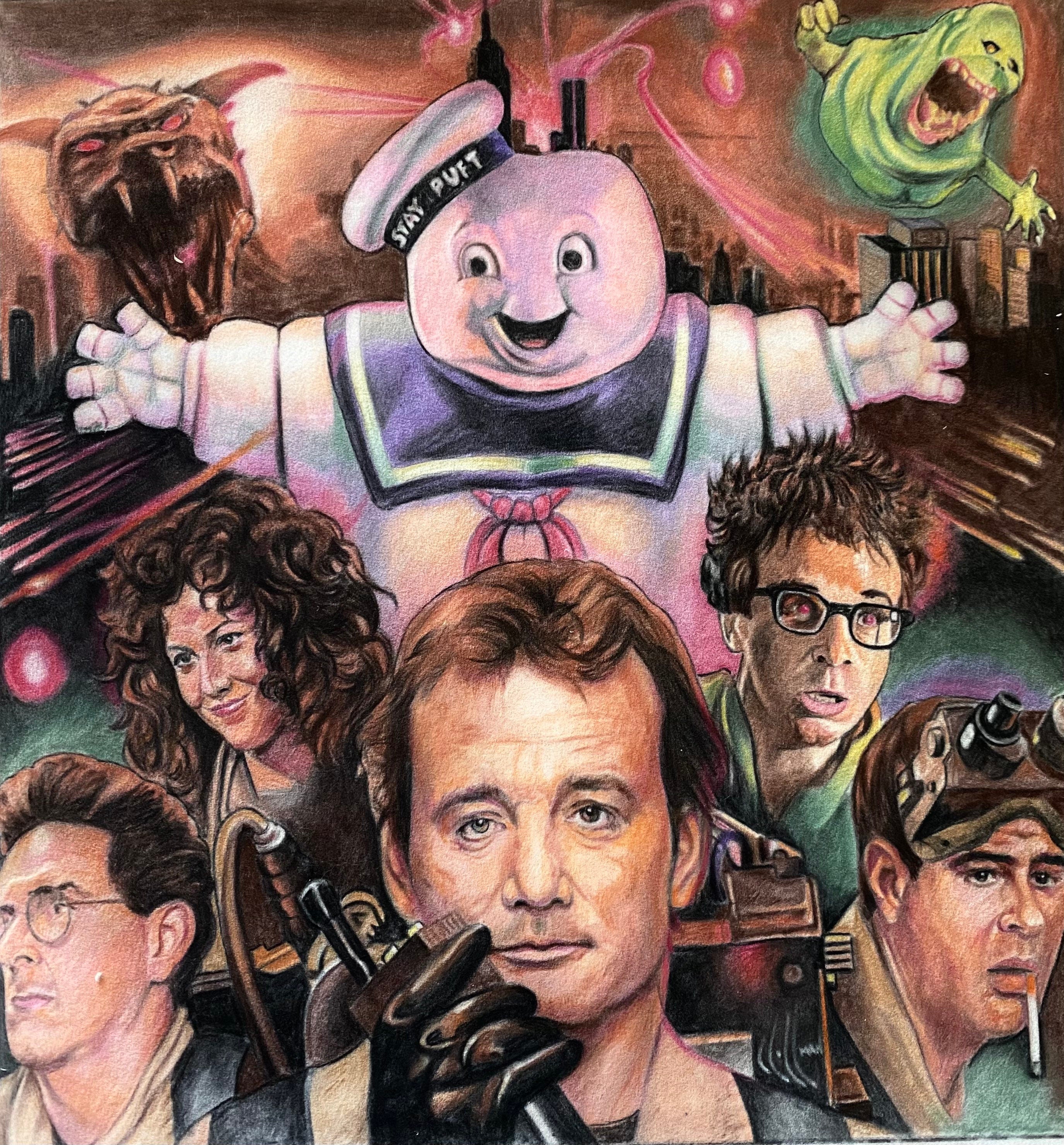 Ghostbusters Movie Cast Original Drawing Artworks