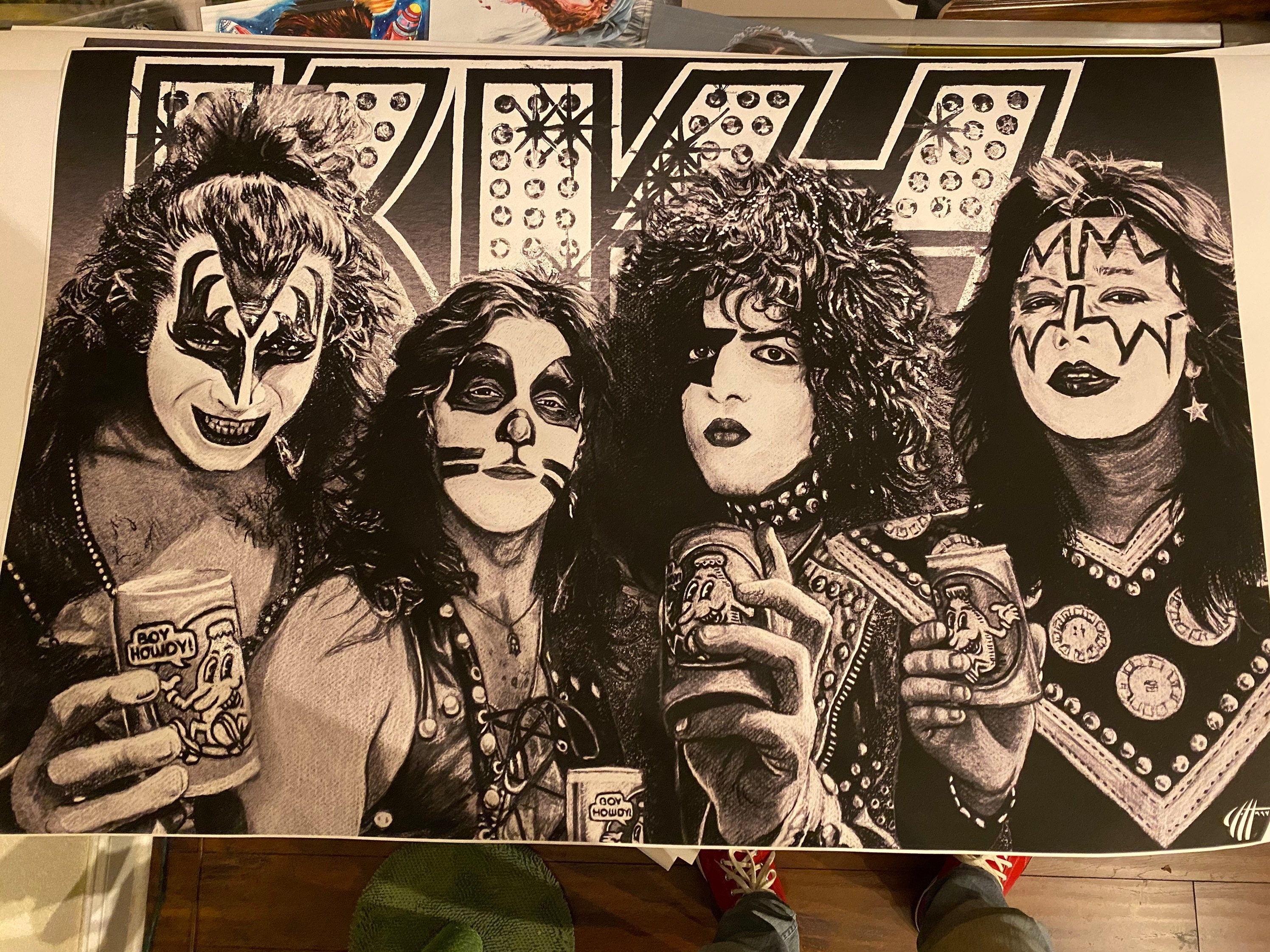 KISS Boy Howdy Group Band Drawing Prints