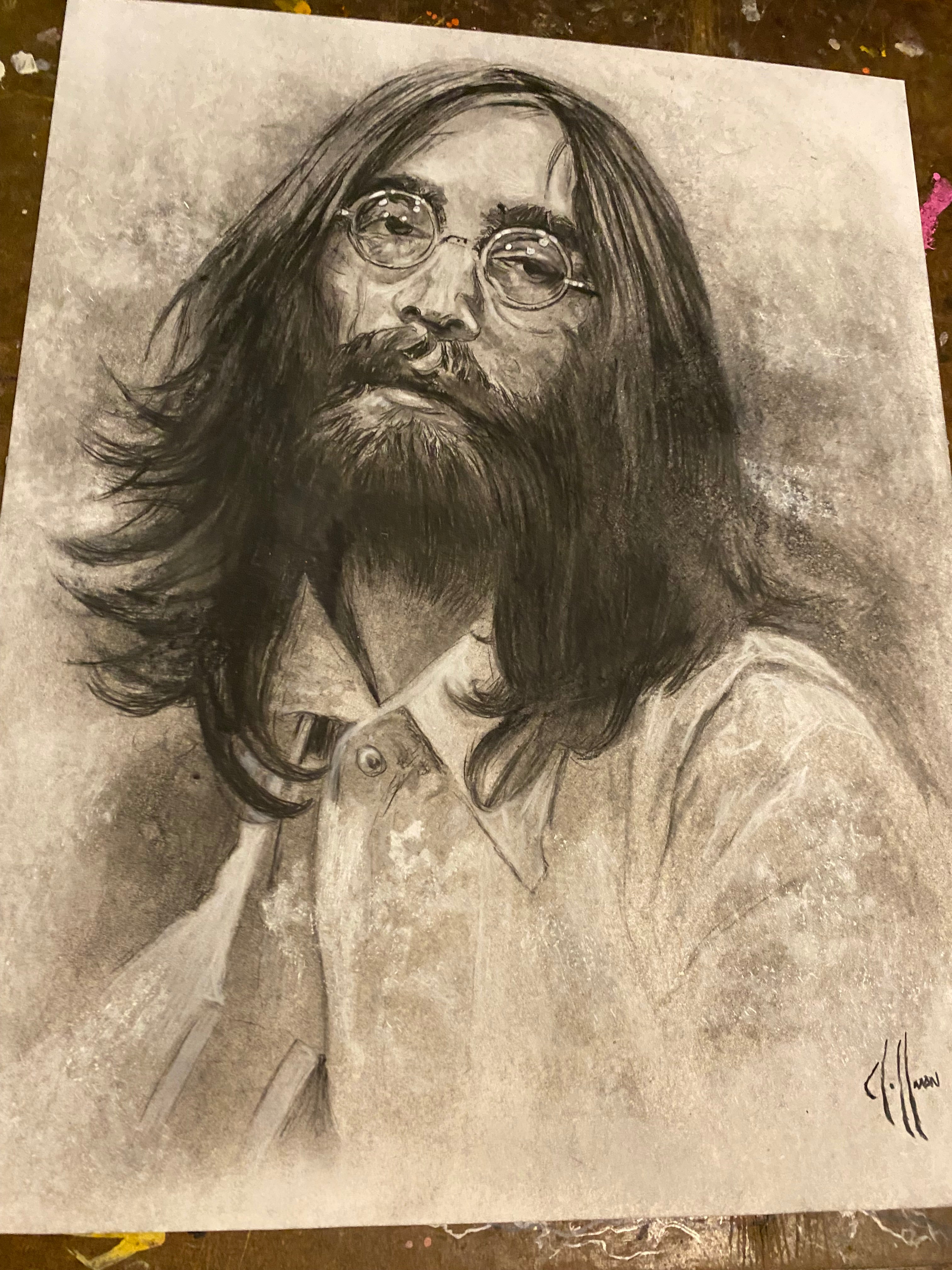 John Lennon Charcoal Wall Art