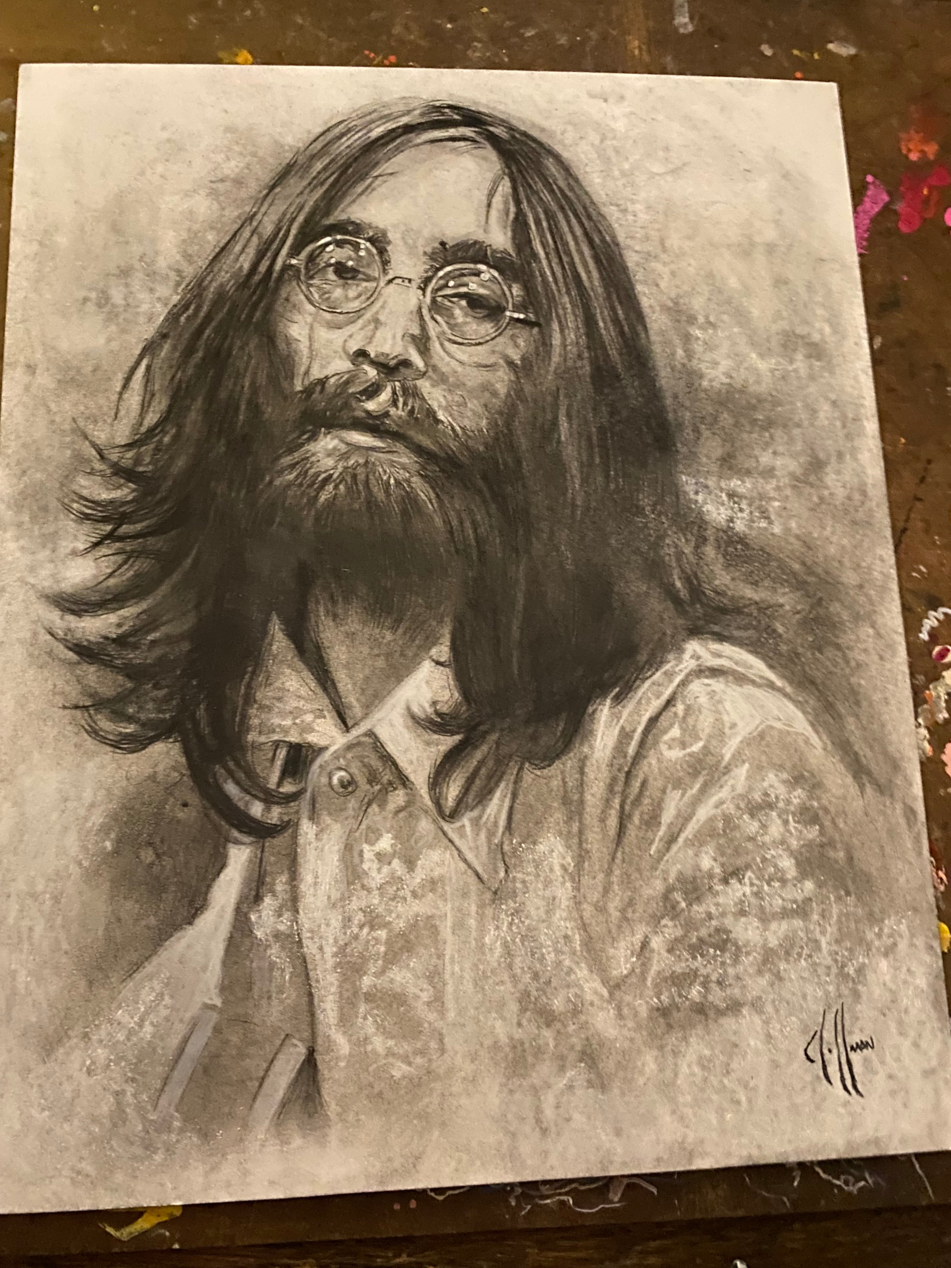 John Lennon Charcoal Wall Art