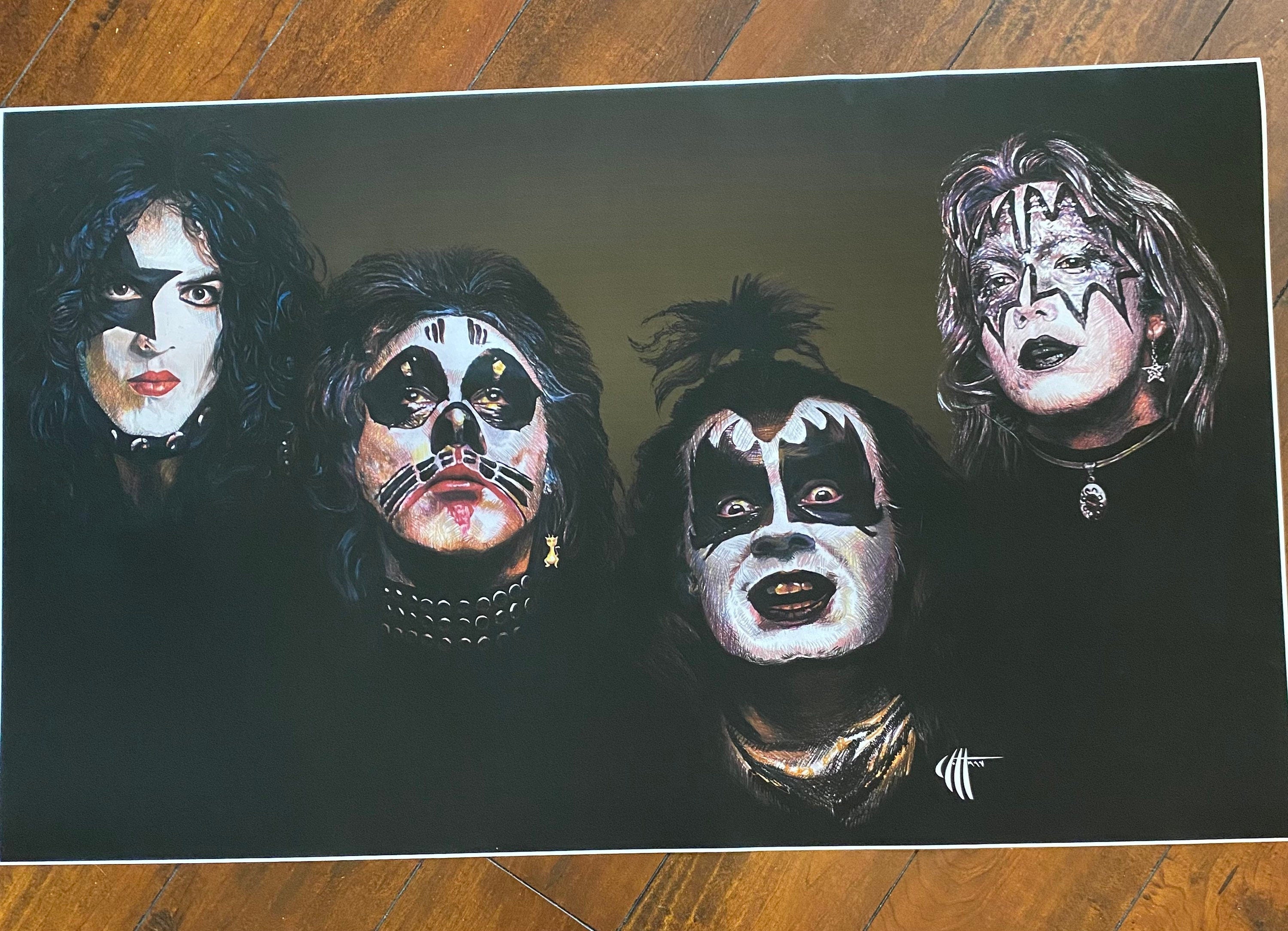 KISS First Debut Album Band Drawings from Chris Hoffman Art