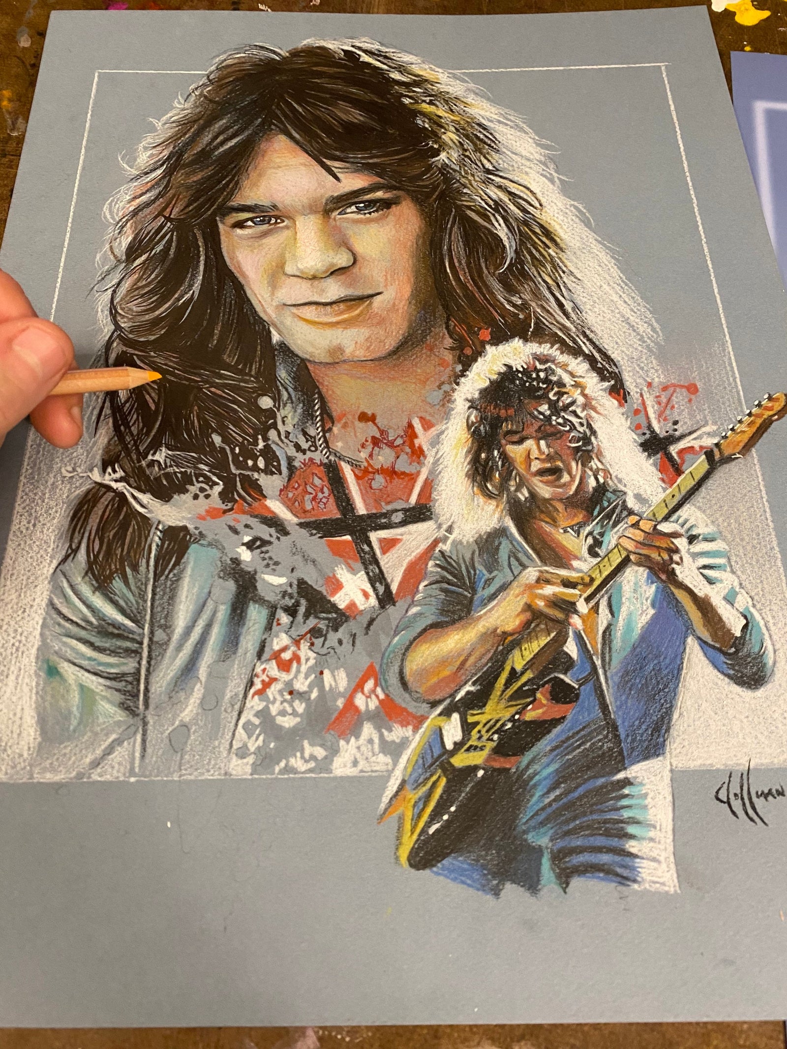 One of Greatest Guitarist Eddie Van Halen Music Artist Drawings